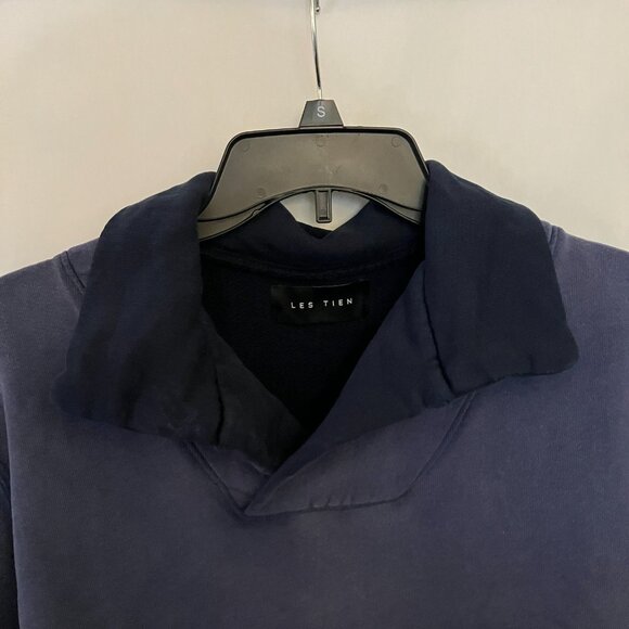 Les Tien Mens Sweatshirt Yacht Pullover Medium Blue Dip Dye Ombre Collar Preppy - Picture 3 of 10